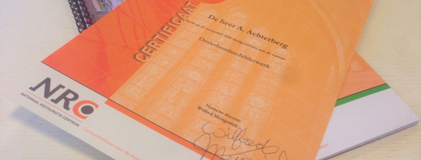 Certificaat onderhoudsschilderwerk monumentenzorg Achterberg